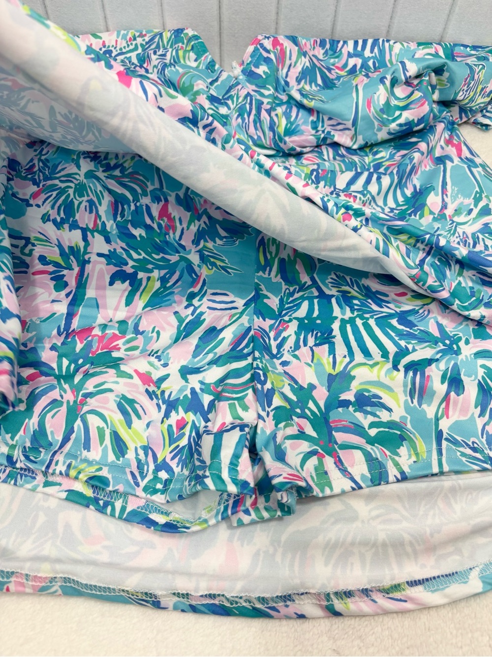 Blue Floral Print Wrap Front V-Neck Dress Romper size M - Picture 9 of 11